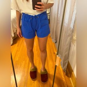 Athleta Trekkie Blue Paper Bag Shorts, Size 8 Tall